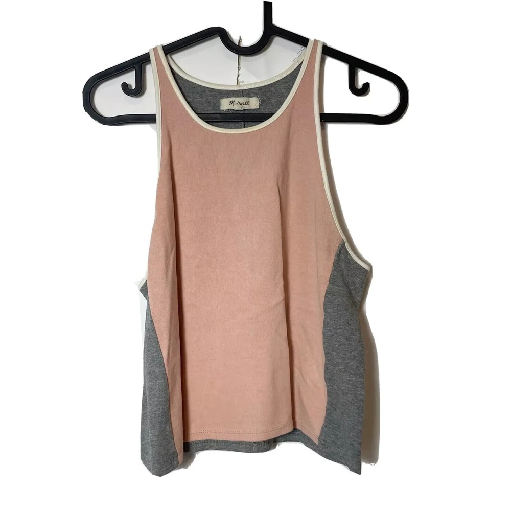 Madewell Offline Sleeveless Tank Top Colorblock Racerback M Pink Gray Minimalist